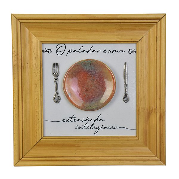 Quadro Branco O Paladar em Madeira e Cerâmica