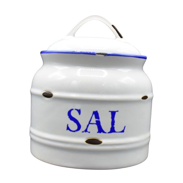 Saleiro Branco Borda Azul