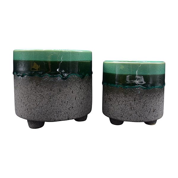 JG c/2 Vaso Degrade Verde Claro/Escuro