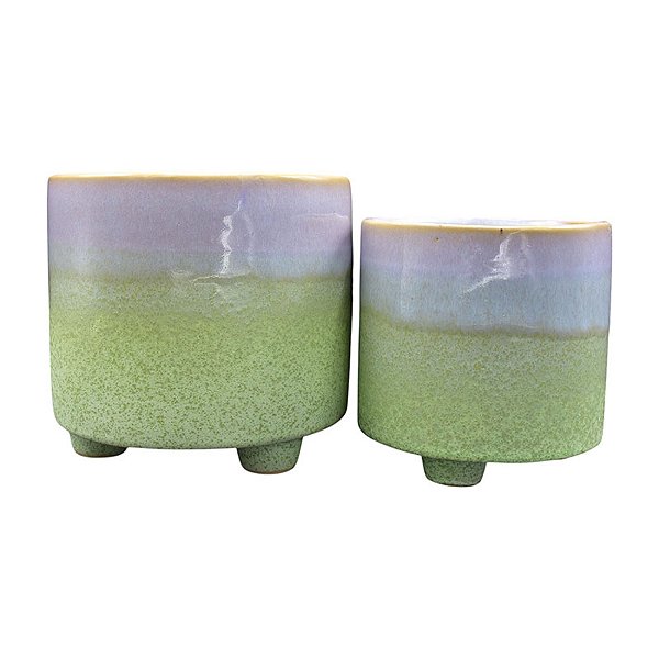 JG c/2 Vaso Degrade Cinza e Verde