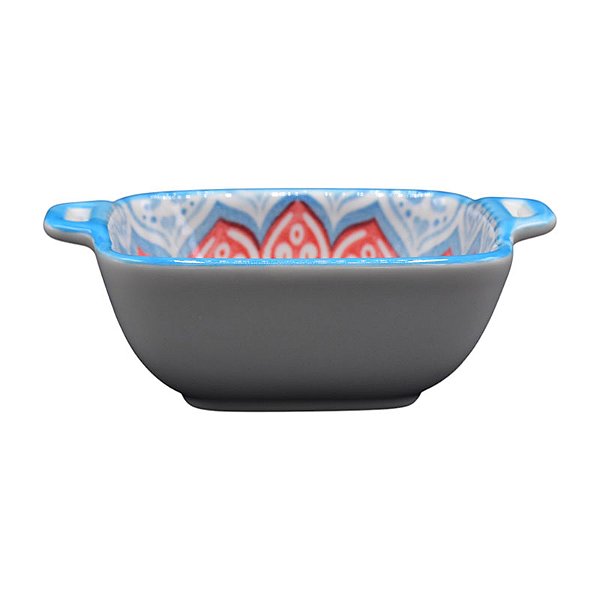 Molheira De Cerâmica Com Alças Vermelho/Azul