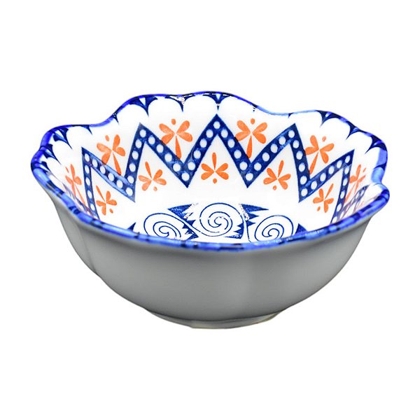 Molheira De Cerâmica Formato Petalas Azul/Laranja
