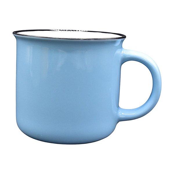 Xícara Cerâmica Com Borda Azul Bebê