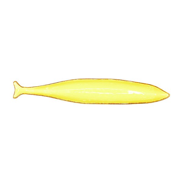 Prato Cerâmica Peixes Finos M Amarelo