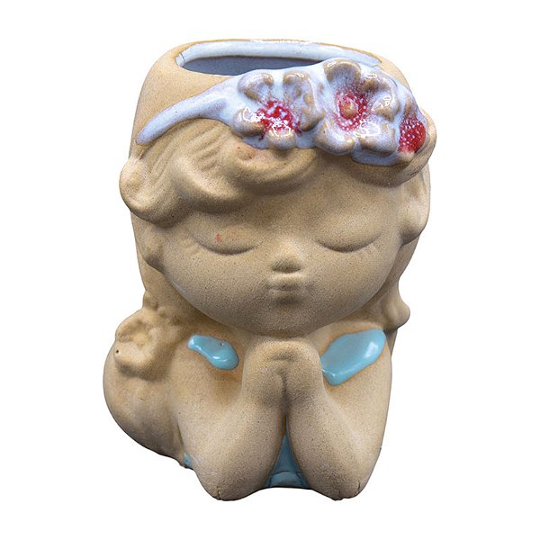 Vaso Menininhas Olhos Fechados Azul/Branco