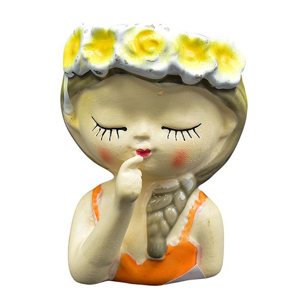 Vaso Menininhas Olhos Fechados Laranja/Cinza