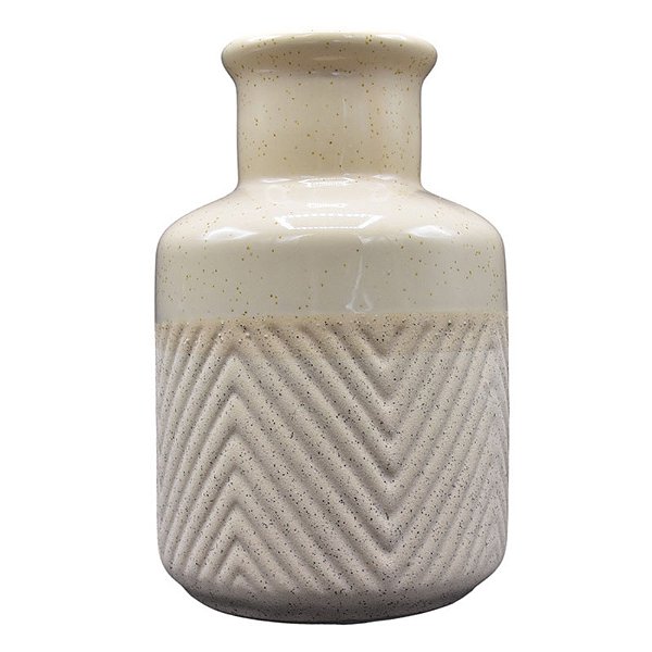 Vaso Bege Textura Em Triangulo Preto
