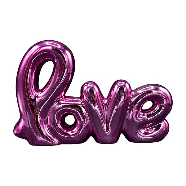 Ceramica Decorativa Love Rosa Brilhante