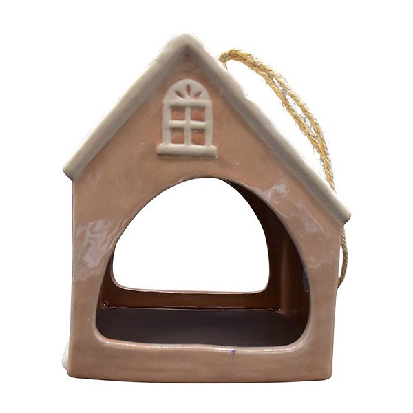 Casa Para Passaros Em Ceramica Rosa Salmão