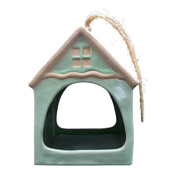 Casa Para Passaros Em Ceramica Marrom