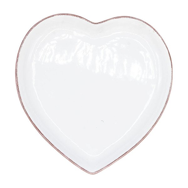 Prato De Ceramica Coração M Branca