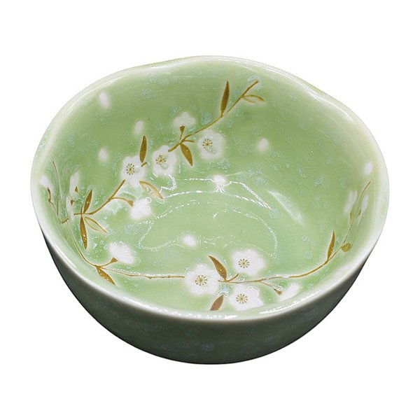 Tigela De Ceramica Com Flores Verde