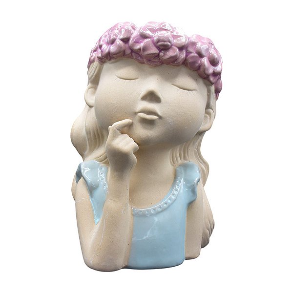 Vaso De Flores Menina Cora De Flores Azul