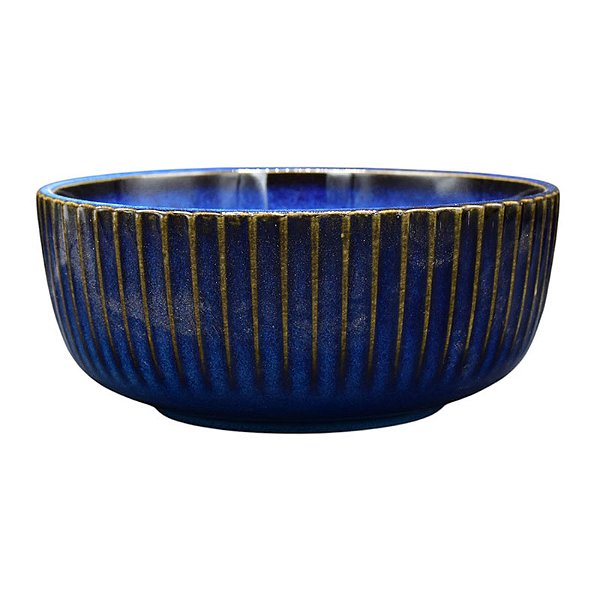 Tigela Azul Detalhes Em Linhas Verticais M