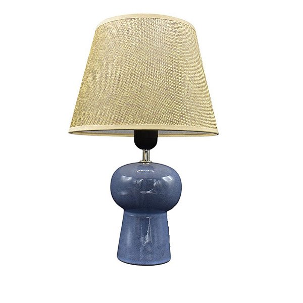 Abajur De Ceramica Azul Efeito Pedra