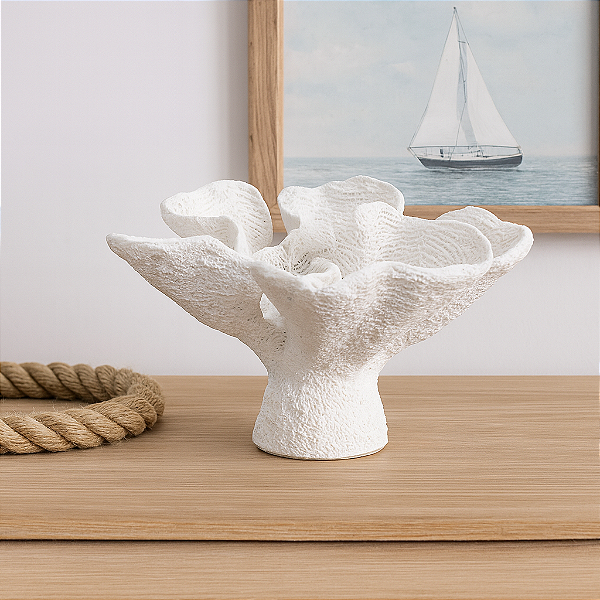 Enfeite De Coral Branco Resina
