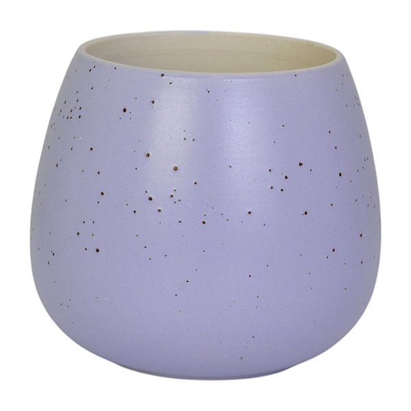 Vaso Em Ceramica Roxa Com Textura De Bolinhas
