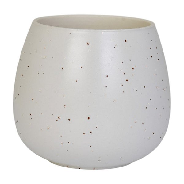 Vaso Em Ceramica Branco Com Textura De Bolinhas