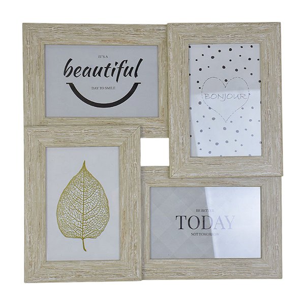 Porta Retrato Plastico Quatro Molduras Bege