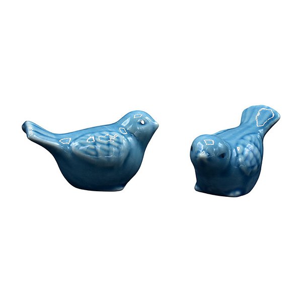 Jogo 2Pçs Passaros Verde Em Ceramica