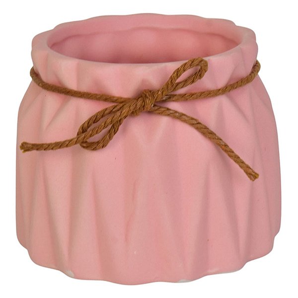 Vaso Com Relevo Laço De Sisal Rosa