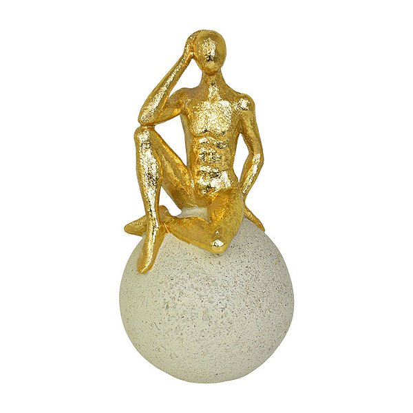 Enfeite Homem Sobre A Pedra Mão Na Cabeça