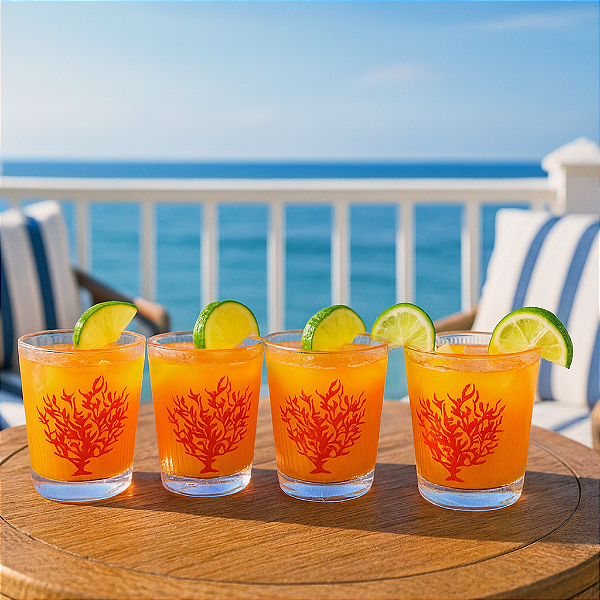 Jogo C/4 Copos Estampa Coral