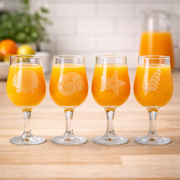 Jogo Com 4 Taças Estampa Transparente