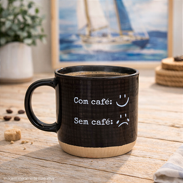 Caneca Preta Com Café/Sem Café