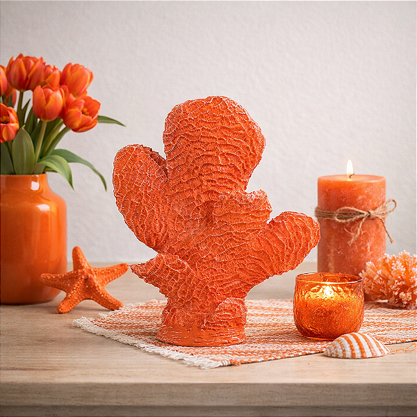 Coral Cacto Em Resina Vermelha