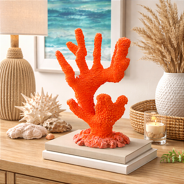 Enfeite Coral Moderno Em Resina Vermelho 1