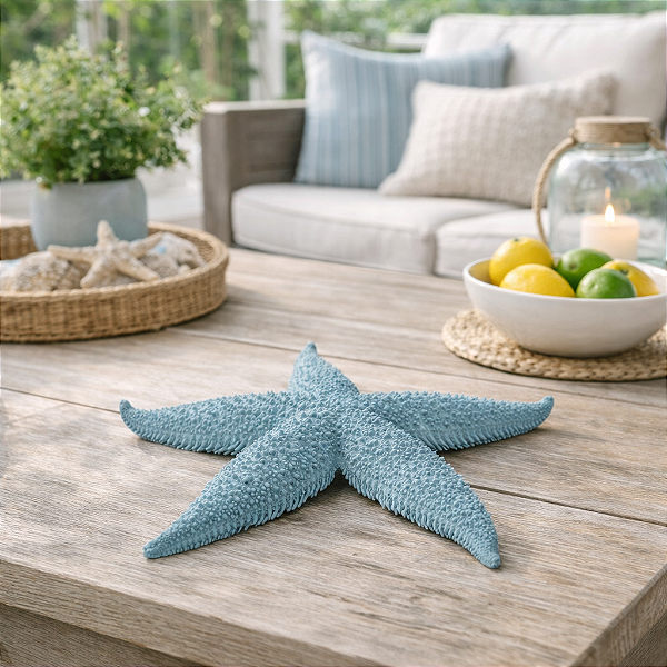 Estrela Pontas Curvas Textura Azul