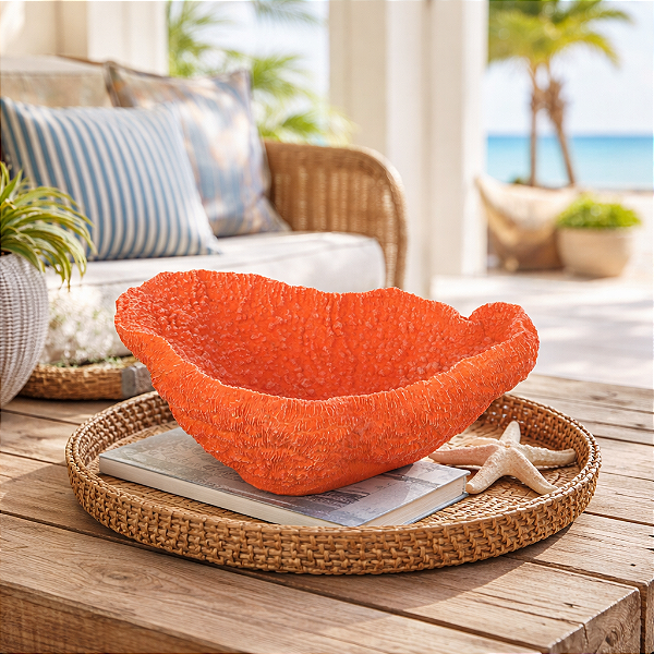 Coral Pedra Branco Em Resina Vermelho