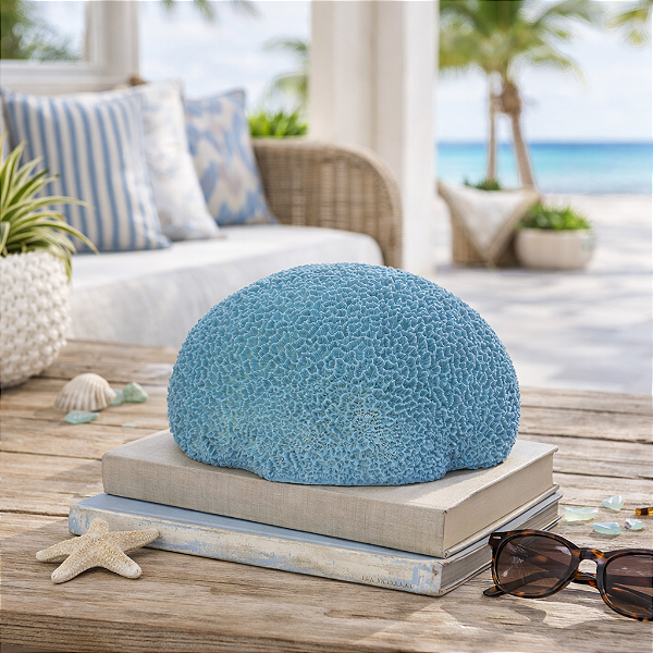 Coral Cerebro Em Resina Azul