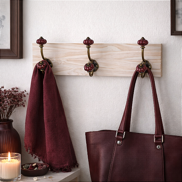 Cabideiro Ganchos Bordô