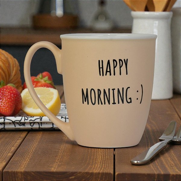 Caneca Rosa Happy Morning