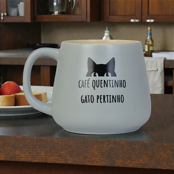 Caneca Cinza Café Quentinho