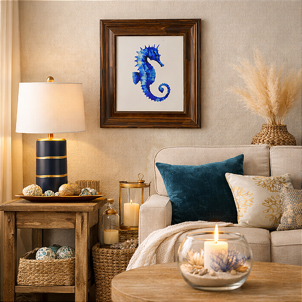 Quadro Cavalo Marinho Azul