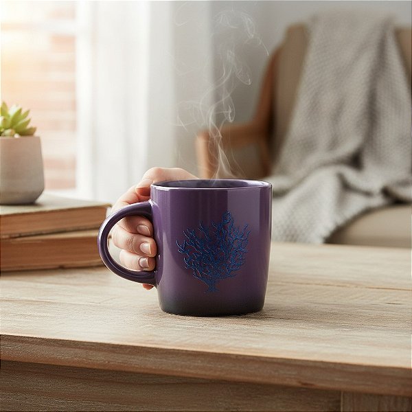 Caneca Coral Degradê Lavanda em Cerâmica