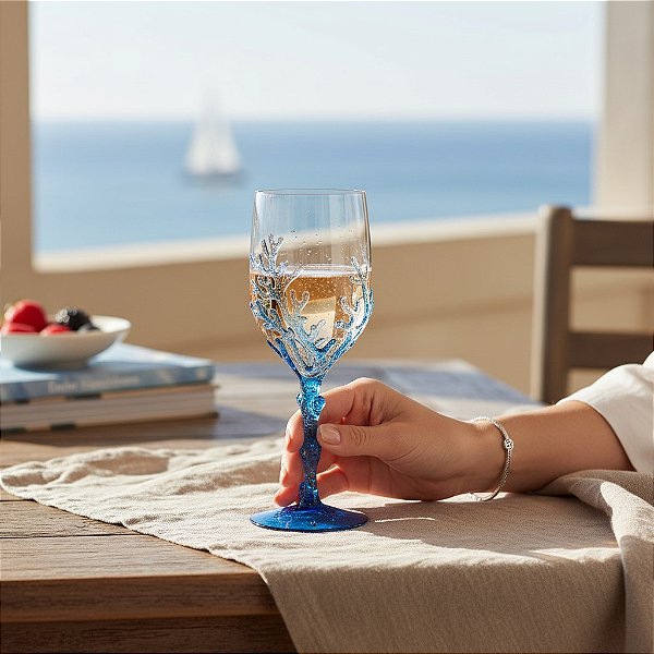 Taça Coral Azul em Acrílico
