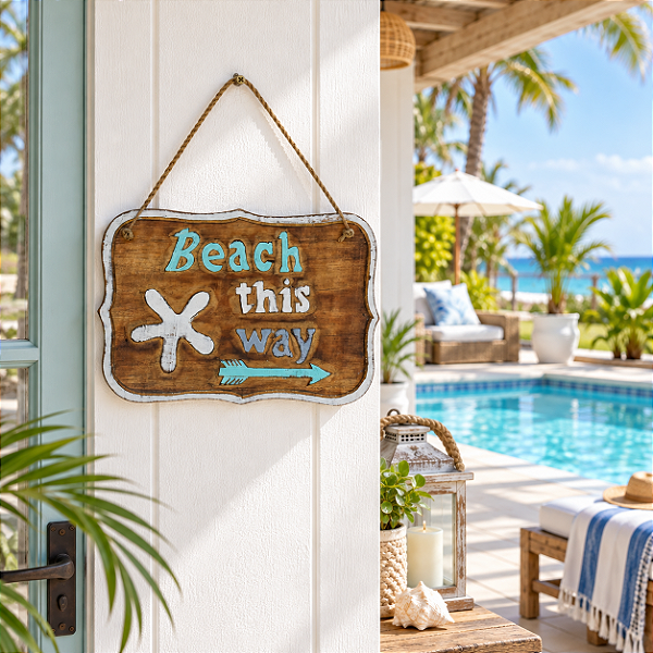 PLACA DECORATIVA BEACH THIS WAY