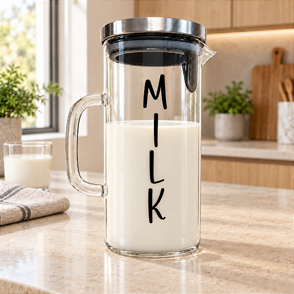 Jarra de Vidro Milk com Tampa – 1 Litro