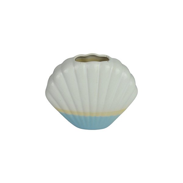VASO CONCHA PEROLA AZUL E BRANCO