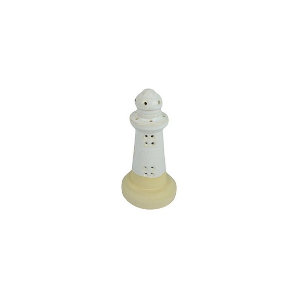 ENFEITE FAROL PEQUENO BRANCO E BEGE
