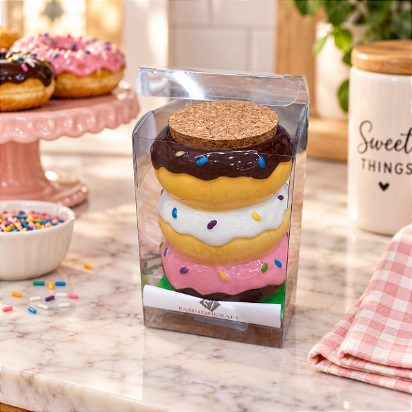 Pote Decorativo Donuts com Tampa de Cortiça