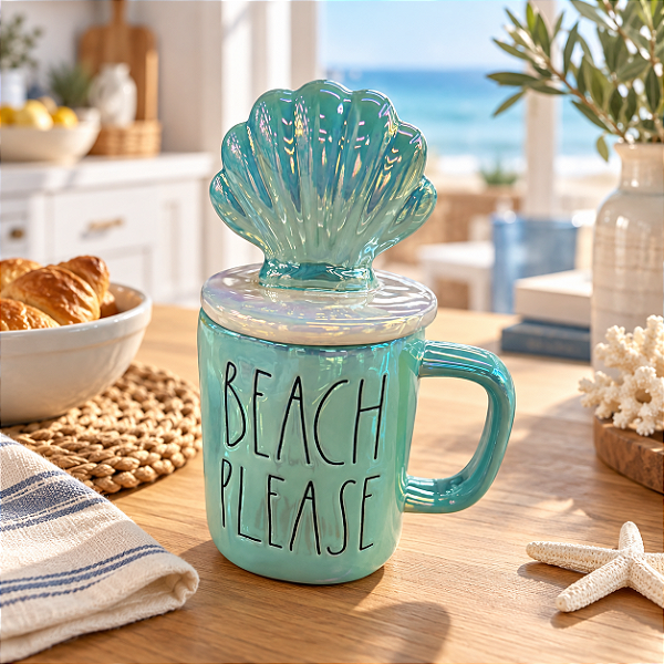 Caneca Decorativa Beach Please com Concha