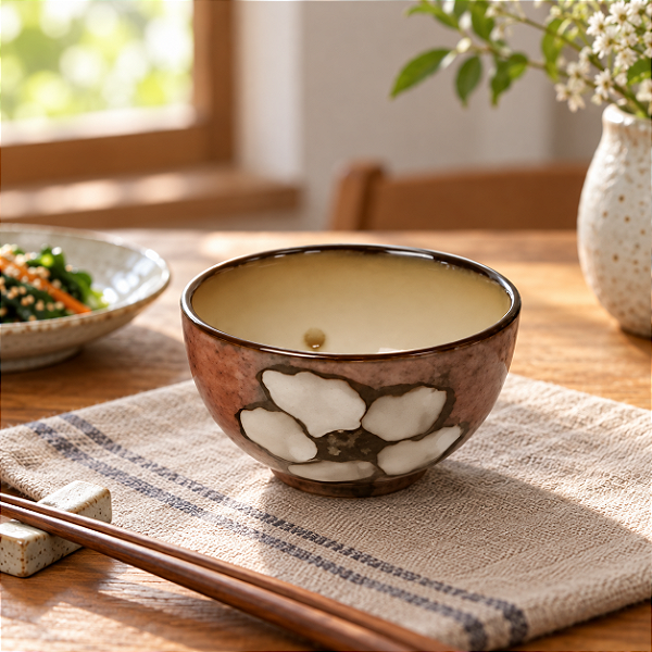 Bowl Marrom de Cerâmica com Flor