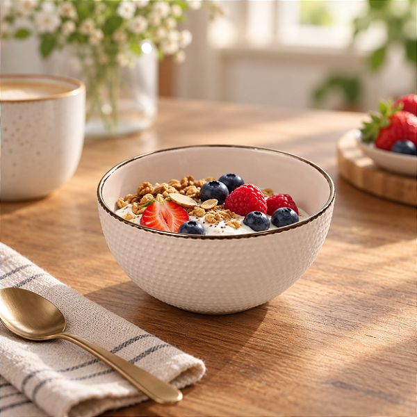 Bowl de Cerâmica Rosa Claro com Textura