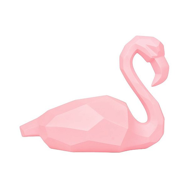 Enfeite Flamingo Sentado Geométrico Médio em Resina