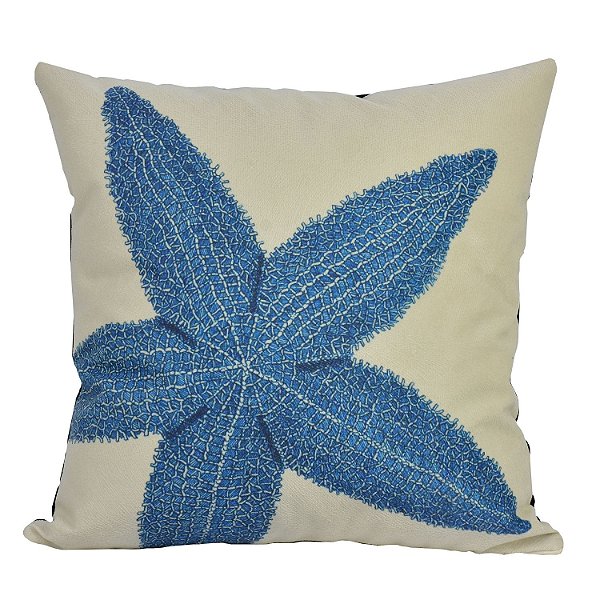 Almofada Náutica Estrela Azul e Branca 40x40